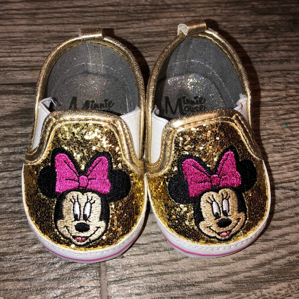 Disney Minnie Mouse Gold Sequin Glitter Sneakers